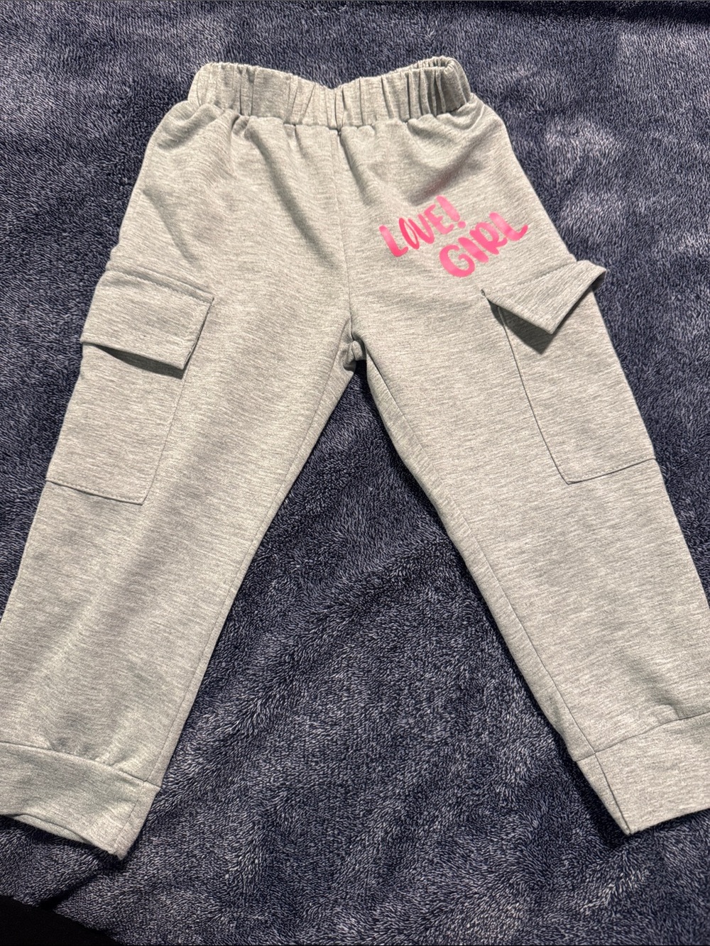 Gray 'Love Girl' Cargo Sweatpants for Kids